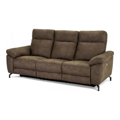 3-Sitzer Relaxsofa Astella Stoff Taupe - Elektrisches Sofa mit Liegefunktion & USB