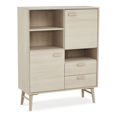 Highboard Otaro Eiche Whitewash - mit Türen, Schubladen Einlegeböden & Soft-Close