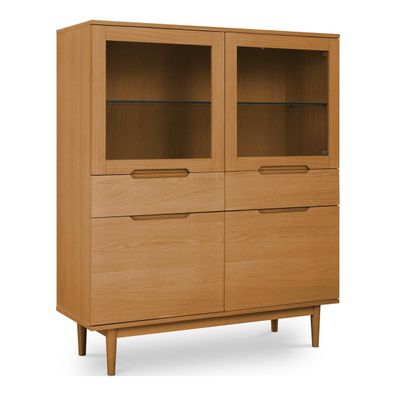 Highboard Enimeta Eiche Natur 146 cm - 4 Türen, 2 Schubladen, LED & Soft-Close