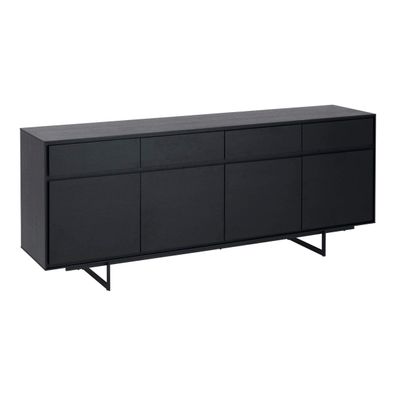 Sideboard Otoya Schwarz 205 cm - 4 Türen, 4 Schubladen & Metallgestell