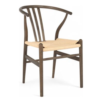 Esszimmerstuhl Enilo 2er-Set aus Eichenholz und Papiergarn, Braun (Gr. 52x58x78 ccm)