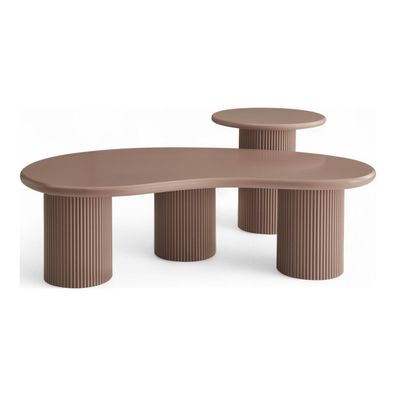 Couchtisch Evan 2er-Set Ø50/130x70 cm, Mocha Mousse (Gr. 130x70x40 cm)