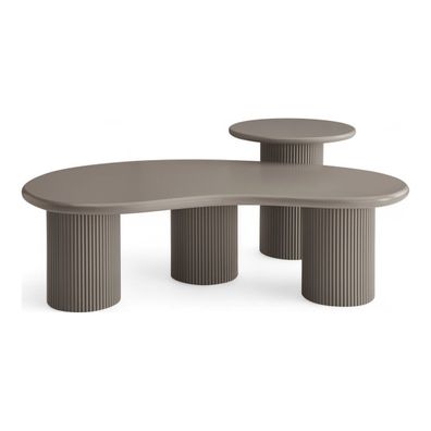 Couchtisch Evan 2er-Set Ø50/130x70 cm, Taupe (Gr. 130x70x40 cm)