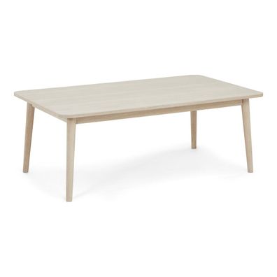 Couchtisch Gorbin 125x70 cm Eiche Whitewash - Modern mit Massivholzbeinen