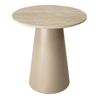 Beistelltisch Oganto Ø45 cm in Travertin-Dekor, Beige (Gr. 45x45x50 cm)