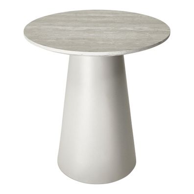 Beistelltisch Oganto Ø45 cm in Travertin-Dekor, Hellgrau (Gr. 45x45x50 cm)