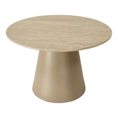 Couchtisch Oganto Ø60 cm in Travertin-Dekor, Beige (Gr. 60x60x40 cm)