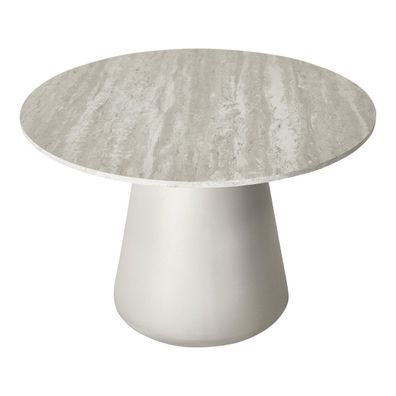 Couchtisch Oganto Ø60 cm in Travertin-Dekor, Hellgrau (Gr. 60x60x40 cm)