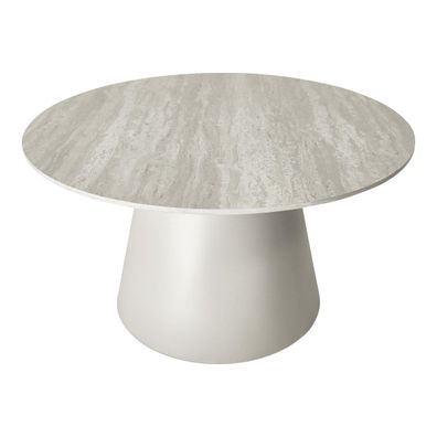 Couchtisch Oganto Ø80 cm in Travertin-Dekor, Hellgrau (Gr. 80x80x45 cm)