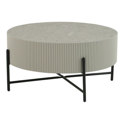 Couchtisch Olmi rund Ø80x40 cm, Grau - Stabiler Sofatisch mit Metallbeinen
