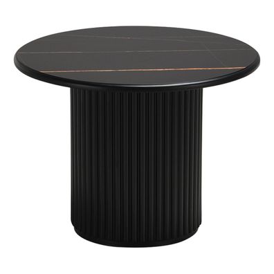 Couchtisch Ysa Ø60 cm Schwarz - Moderner Sofatisch mit MDF-Platte & Holzfuß