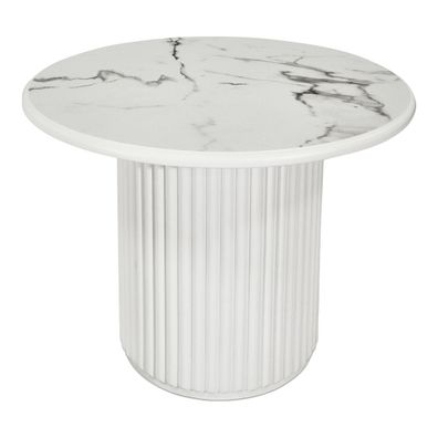 Couchtisch Ysa Ø60 cm Weiß - Moderner Sofatisch mit MDF-Platte & Holzfuß