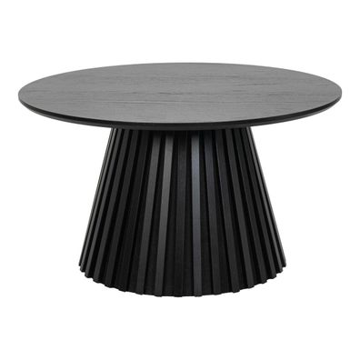 Couchtisch Gobens Ø80 cm Schwarz - Moderner Sofatisch mit zentralem Standfuß