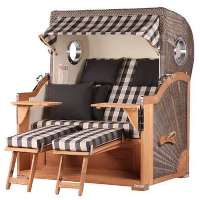 Strandkorb-Set bene living Königssee Teak Bullauge PE grau Modell 505 Liftersystem