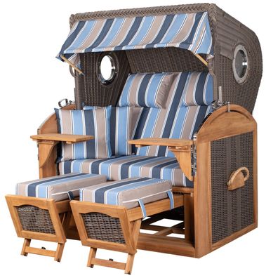 Strandkorbset - bene living - Borkum 2,5-Sitzer Teak - PE grau - Modell 580