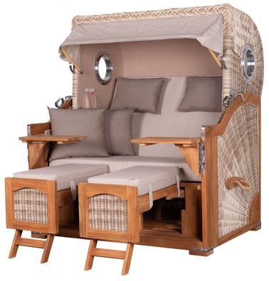 Strandkorbset - bene living - Ammersee 2,5-Sitzer Teak - PE shell - Modell 510