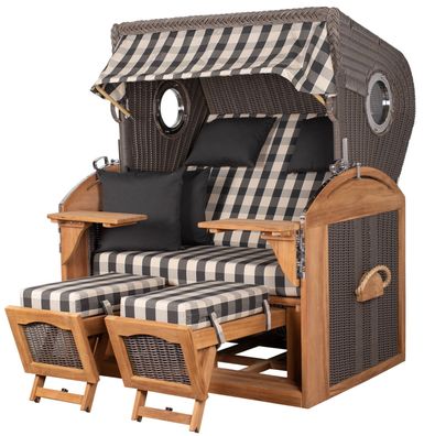 Strandkorbset - bene living - Borkum 2,5-Sitzer Teak - PE grau - Modell 505