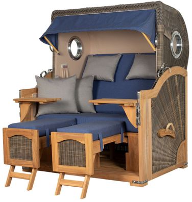 Strandkorbset - bene living - Ammersee 2,5-Sitzer Teak - PE grau - Modell 595