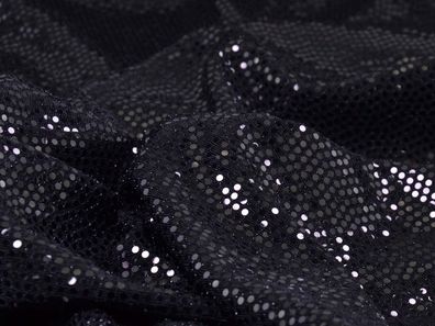 Jersey, Karnevalsstoff, uni schwarz, Pailletten, Paillettenstoff, glitzer - 145cm