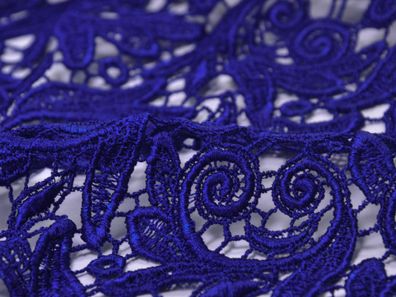 Spitzenstoff für Abendmode Guipure Spitze in blau, royal - 105cm breit - Stoff