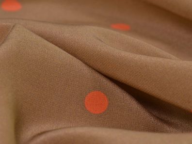 Abendmode reine Seide in braun, ocker mit Punkten in orange - 140cm breit - Stoff