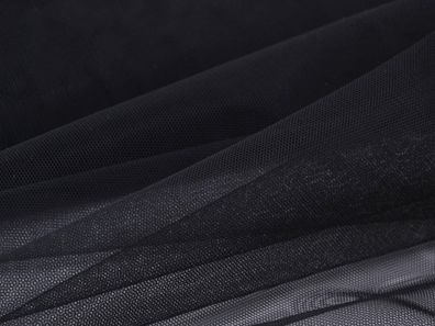 Tüll in schwarz, feinmaschig, transparent für Schleier und Röcke - 140cm breit