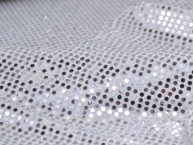Jersey, Karnevalsstoff, uni weiß, Pailletten, Paillettenstoff, glitzer, silber