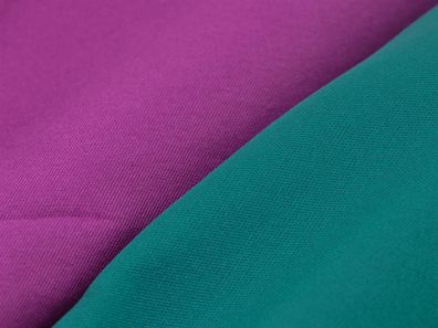 Abendmode italienische Polyester-Seiden-Mischung Doubleface in Lila & Grün-Blau