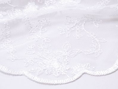 Spitzenstoff für Brautkleider mit Blumen in weiß - 115cm breit - Stoff gemustert