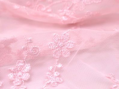 Spitzenstoff für Brautkleider mit 3D Blumen in rosa, blass - 115cm breit - Stoff