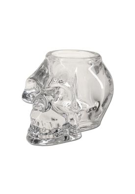 Totenkopf Kerzenhalter Glas - H 60mm Ø 52mm