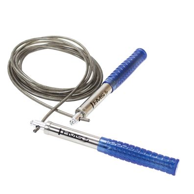HMS SK55 schnelles Springseil 300 cm blau grau mit PVC-Griffen