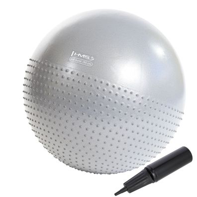 HMS YB03 NEW Gymnastikball 65 cm mit Massage Noppen und Ballpumpe für Training Reha
