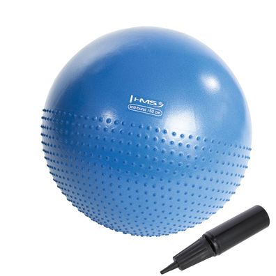 HMS YB03N Gymnastikball 55 cm blau mit Massagenoppen und Ballpumpe