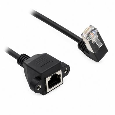 G70C Netzwerk Verlängerungskabel RJ45 Stecker abgewinkelt zu RJ45 Buchse festbar 50cm