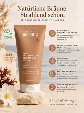 Laboratoires de Biarritz Bio Selbstbräunungsmilch Gesicht Körper 150 ml