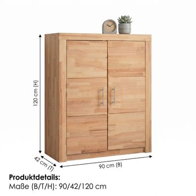 Aktenschrank 90x42x120 Büroschrank Kernbuche teilmassiv #2684