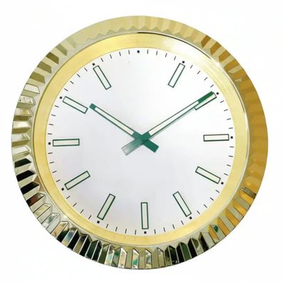 Wanduhr Stil Rolex Datejust Weiß Grün Oyster Perpetual Fluted Bezel Gold Luxusuhr