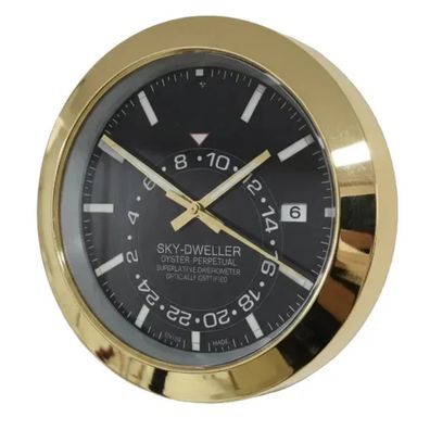 Wanduhr Stil Rolex Sky-Dweller Date Schwarz Oyster Perpetual Smooth Bezel Gold Uhr