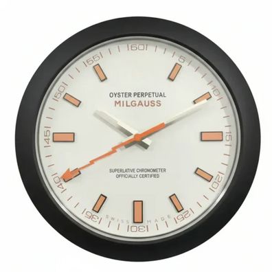 Wanduhr Stil Rolex Milgauss Weißes Zifferblatt Orange Schwarz Oyster Perpetual Stahl