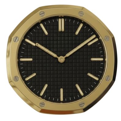 Wanduhr Stil Audemars Piguet Royal Oak Schwarz Gelbgold 35cm Achteck Luxusuhr