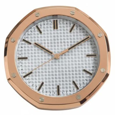 Wanduhr Stil Audemars Piguet Royal Oak Weiß Schwarz Rosegold 35cm Achteck Luxusuhr