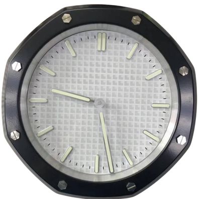 Wanduhr Stil Audemars Piguet Royal Oak Weiß Schwarz Edelstahl 35cm Achteck Luxusuhr