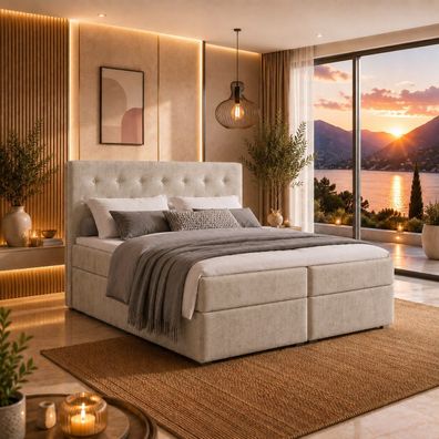 Best For Home Boxspringbett Loree - Bonnellfederkern H3, opper & stabiles Holzgestell