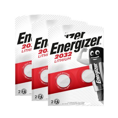 3x Energizer CR 2032 3V Batterie Lithium Knopfzelle DL2032 im 2er Blister 240mAh