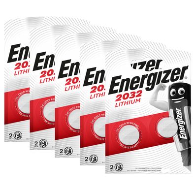5x Energizer CR 2032 3V Batterie Lithium Knopfzelle DL2032 im 2er Blister 240mAh