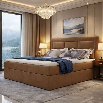 Best for Home Boxspringbett 140-180x200 mit Stauraum, H3 Matratze, Topper &Bettkasten