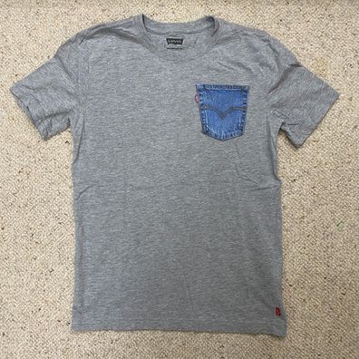 Levi´s Jungen T-Shirt Grau Meliert Gr. 152 Denim-Taschenprint