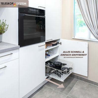 bremermann Schrank-Korbauszug 50 cm Breite, Boden-Teleskopschublade mit Einlegeboden,