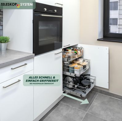 bremermann Teleskopschublade für 60 cm Schrank mit Einlegeboden, aus Metall